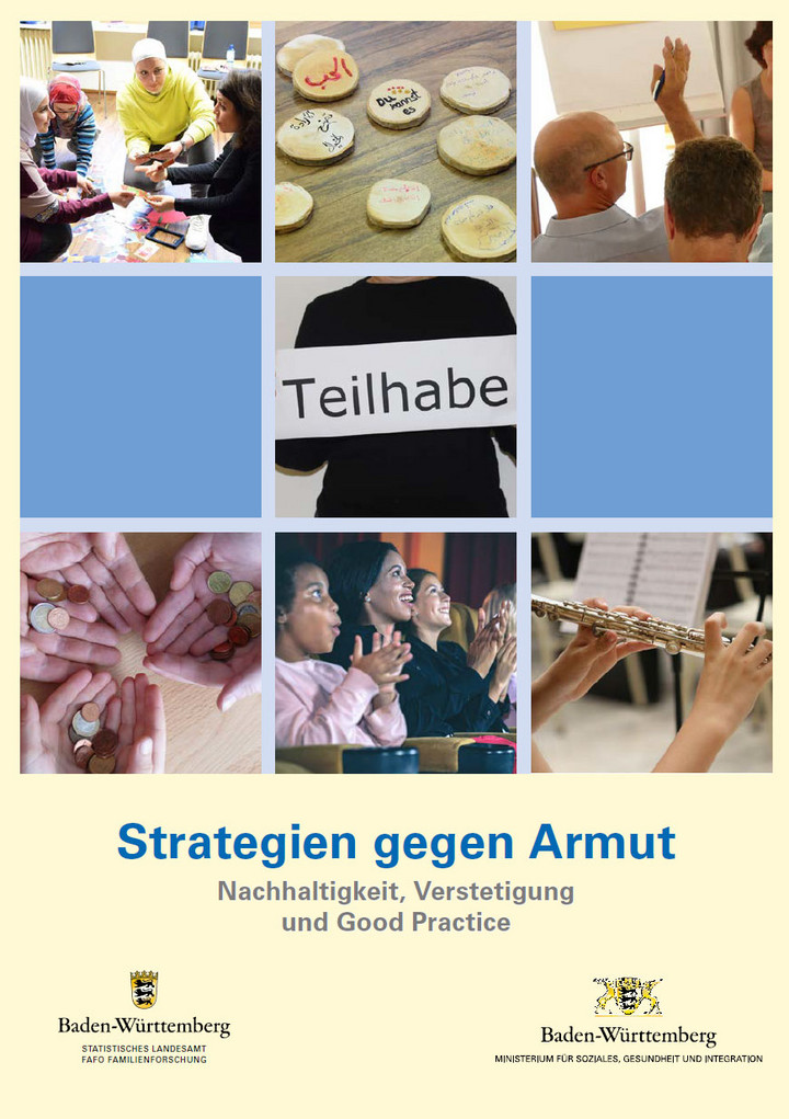 Bildercollage zum Thema &bdquo;Teilhabe&ldquo; zeigt H&auml;nde mit Kleingeld, Publikum bei einer Veranstaltung, Klarinettespielende Person und junge Frauen bei einem Projekttreffen.