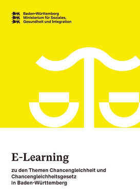 Postkarte mit Informationen zum E-Learning-Angebot zum Thema Chancengleichheit