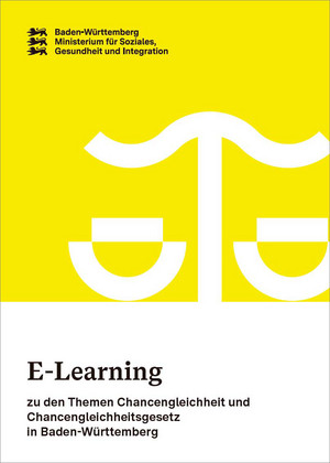 Postkarte mit Informationen zum E-Learning-Angebot zum Thema Chancengleichheit