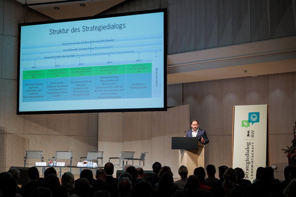 Landwirtschaft Auftakt des Strategiedialogs Landwirtschaft Staatssekretär Florian Hassler stellt die Struktur des Strategiedialogs Landwirtschaft vor