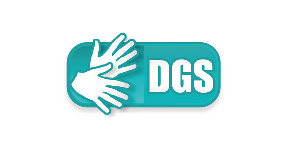 Ein Paar Hände leicht übereinandergelegt, daneben Schriftzug "DGS"