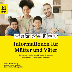 Titelbild zeigt Eltern mit zwei Kleinkindern und einem Säugling in einem Kinderzimmer