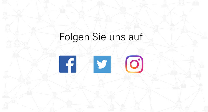 Icons von Facebook, Twitter und Instagram