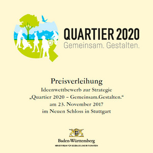 Preisverleihung Ideenwettbewerb zur Strategie „Quartier 2020 – Gemeinsam.Gestalten.“ am 23. November 2017 im Neuen Schloss in Stuttgart