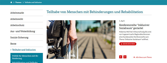 Website BMAS: Teilhabe von Menschen mit Behinderungen und Rehabilitation