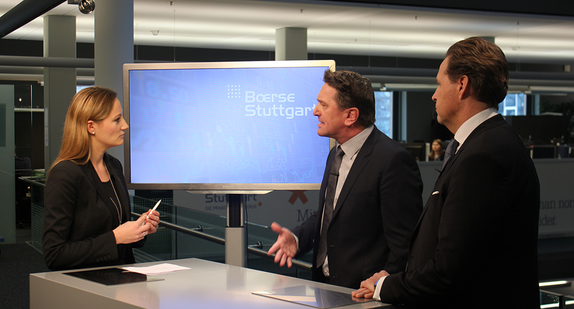 Interview mit Börse Stuttgart TV: Sozial- und Integrationsminister Manne Lucha und Oliver Hans, Geschäftsführer der Baden-Württembergischen Wertpapierbörse GmbH