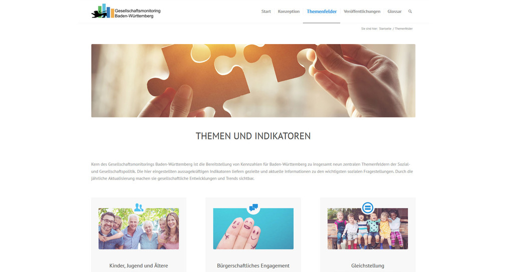 Screenshot der Homepage www.gesellschaftsmonitoring-bw.de