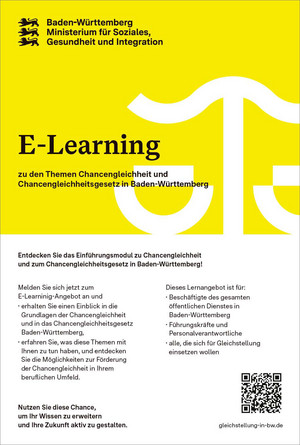 Plakat mit Informationen zum E-Learning-Angebot zum Thema Chancengleichheit