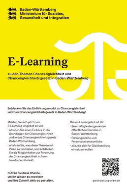 Plakat mit Informationen zum E-Learning-Angebot zum Thema Chancengleichheit