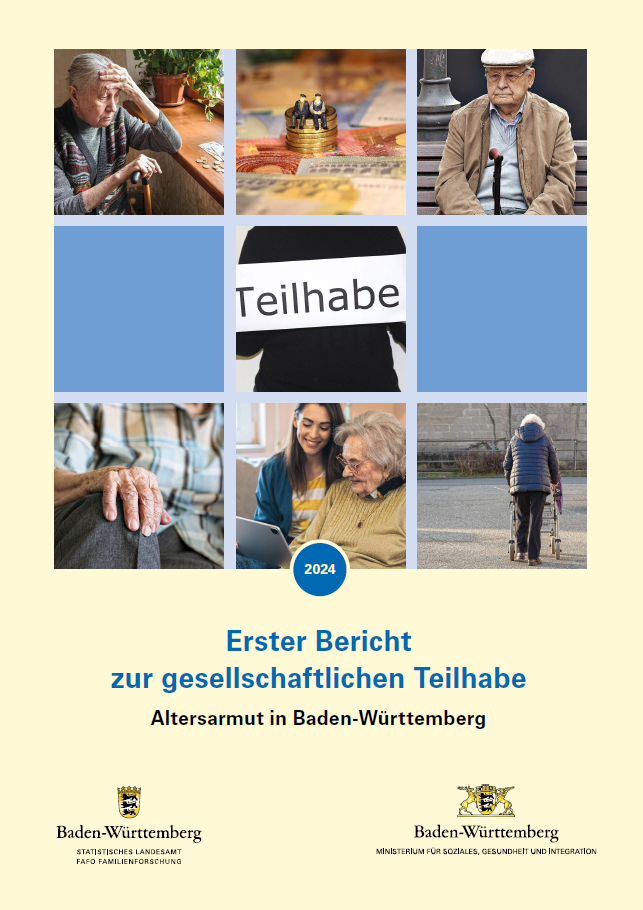 Titelseite Erster Bericht zur gesellschaftlichen Teilhabe Altersarmut in Baden-W&uuml;rttemberg