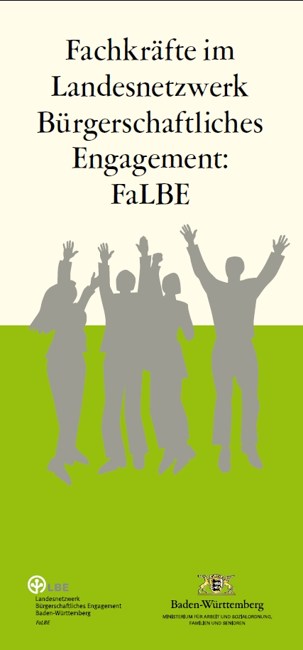 Abbildung des Faltblatts mit der Silhouette einer Menschengruppe