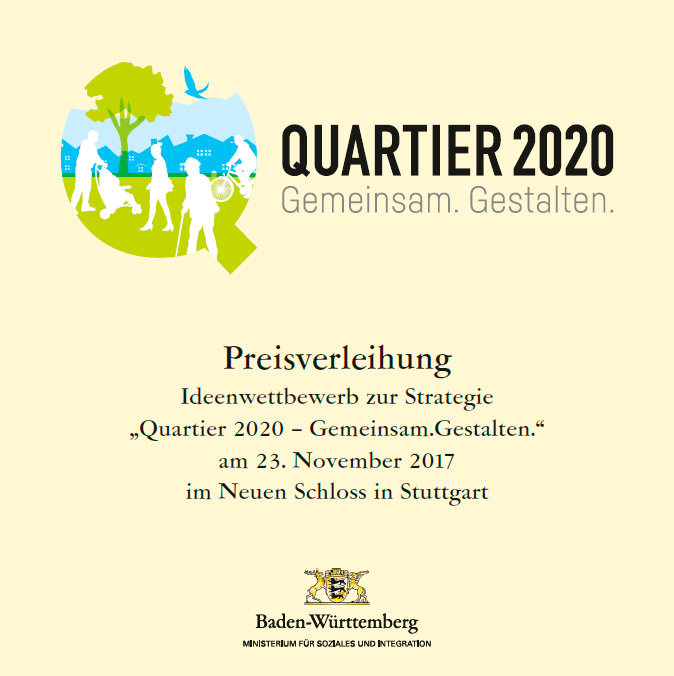 Preisverleihung Ideenwettbewerb zur Strategie &bdquo;Quartier 2020 &ndash; Gemeinsam.Gestalten.&ldquo; am 23. November 2017 im Neuen Schloss in Stuttgart