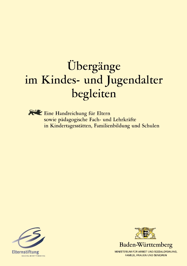 Titelseite mit &Uuml;berschrift, Ministeriumslogo und Logo der Elternstiftung